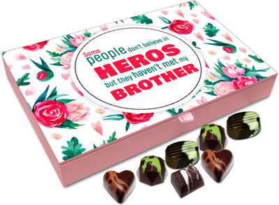 

Chocholik Rakshabandhan Gift Box - Some People Don't Believe in Heros - 12pc Truffles(144 g)
