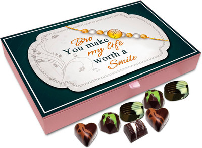 

Chocholik Rakshabandhan Gift Box - Bro, You Make My Life Worth a Smile - 12pc Truffles(144 g)