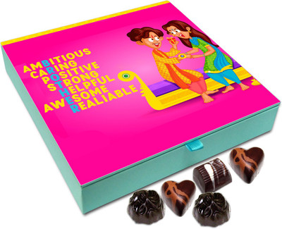 

Chocholik Rakhi Gift Box - Ambitious Caring Positive Strong Helpful Awesome - 9pc Truffles(108 g)