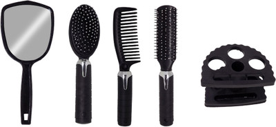 

Confidence Hair Comb & Brush Set With Mirror, Black(Set of 5)