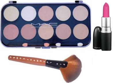 

pro longwear combo makeup brush & mac concealer palette 10 shades and mac lipstick(Set of 3)