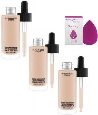 

Pro longwear combo Sponge Puff,Studio Waterweight Foundation Fond De Teint Pack Of 3(Set of 4)