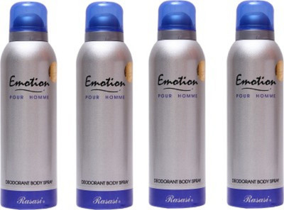 

Rasasi emotion Body Spray - For Men & Women(800 ml, Pack of 4)