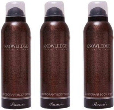 

Rasasi knowledge Body Spray - For Men & Women(600 ml, Pack of 3)