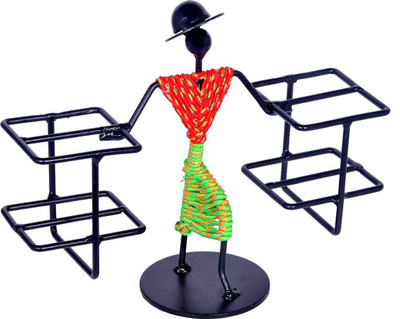 

D&V ENGINEERING 4 Compartments METAL Remote Holder/Remote Stand with Dancing Lady for TV , AC , DTH ,Etc....(Black)