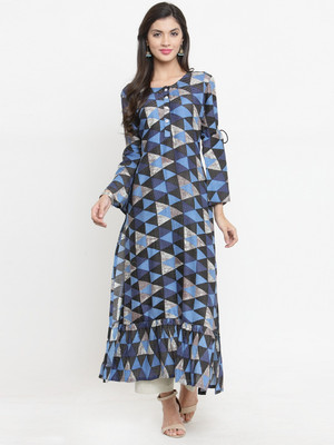 indibelle Women Geometric Print A-line Kurta(Multicolor)