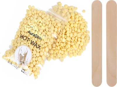 

AuraSkin Milky yellow beans wax hard wax beans stripless no pain bikini wax Wax with wooden sticks Wax(100 g)
