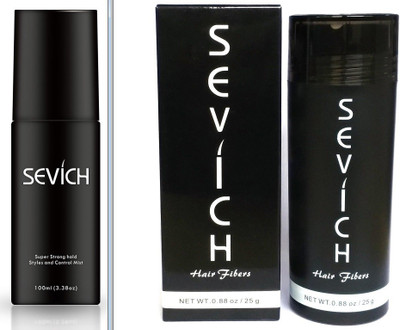 

sevich hair building fibers 25 gm +hair fibers hold (locking )spray 100 ml combo pack(50 ml)