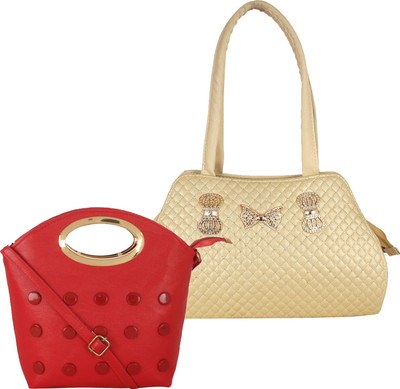 

Fillin Cart Hand-held Bag(Red, Gold), Gold;red