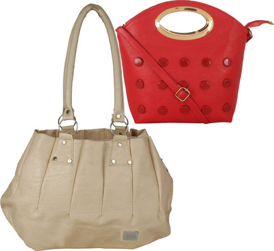 

Fillin Cart Hand-held Bag(Red, Beige), Beige;red