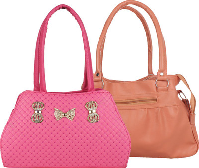 

Element Cart Hand-held Bag(Pink, Tan)