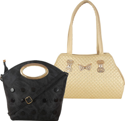 Fillin Cart Hand-held Bag(Black, Gold)