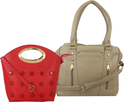 

Fillin Cart Hand-held Bag(Red, Beige), Beige;red
