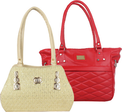 

Fillin Cart Hand-held Bag(Beige, Red)