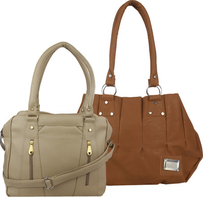 

Element Cart Hand-held Bag(Brown, Beige), Beige;brown