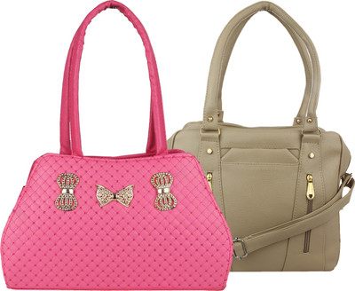 

Fillin Cart Hand-held Bag(Pink, Beige), Beige;pink