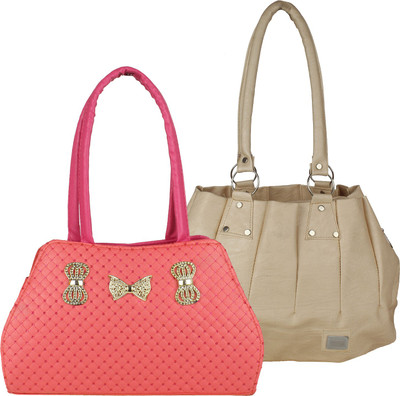 Fillin Cart Hand-held Bag(Beige, Pink)