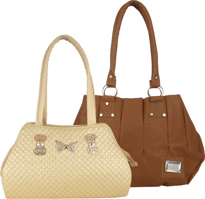 

Fillin Cart Hand-held Bag(Brown, Gold)