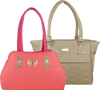 

Element Cart Hand-held Bag(Pink, Beige), Beige;pink