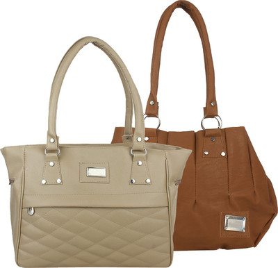 

Element Cart Hand-held Bag(Brown, Beige), Beige;brown
