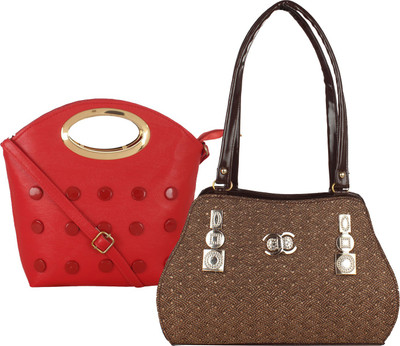 

Element Cart Hand-held Bag(Red, Brown), Brown;red