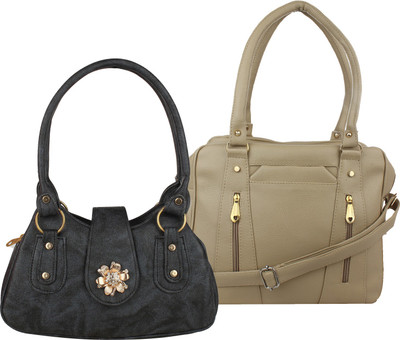 

Element Cart Hand-held Bag(Black, Beige), Beige;black