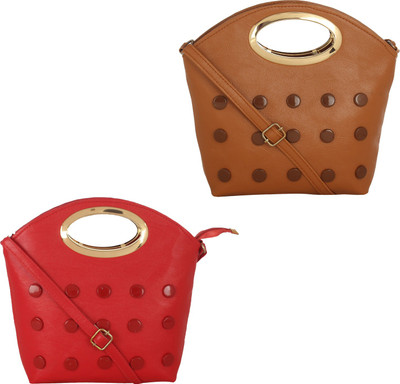 Element Cart Hand-held Bag(Red, Brown), Brown;red