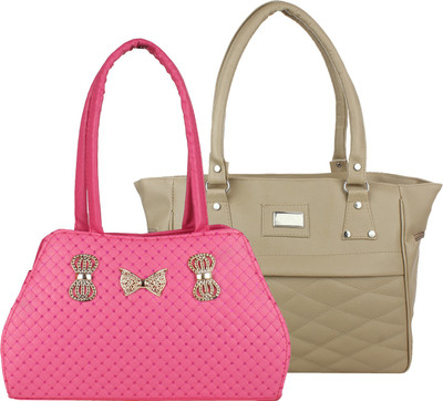 

Fillin Cart Hand-held Bag(Pink, Beige), Beige;pink