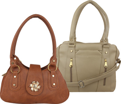 

Element Cart Hand-held Bag(Brown, Beige), Beige;brown