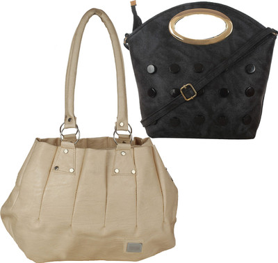 

Element Cart Hand-held Bag(Black, Beige), Beige;black
