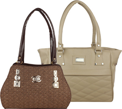 

Element Cart Hand-held Bag(Brown, Beige), Beige;brown