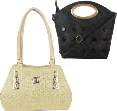 

Element Cart Hand-held Bag(Black, Beige), Beige;black