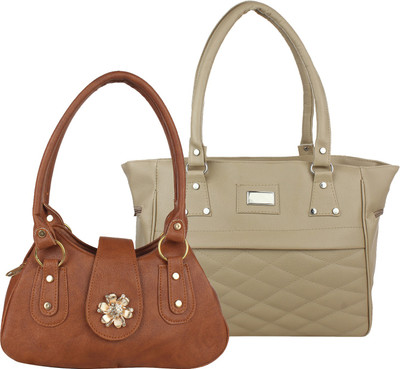 

Fillin Cart Hand-held Bag(Brown, Beige), Beige;brown