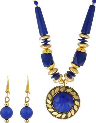 Dzinetrendz Brass Gold-plated Blue, Gold Jewellery Set(Pack of 1)