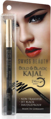 

Swiss Beauty Bold & Black Kajal ~ 24 Hours Wear Non Transfer Jet Black Smudge Proof ~ Opthalmologically Tested ~ Made In Germany ~ 1.2gm(Jet Black)