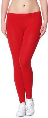 Lili Ankle Length  Western Wear Legging(Red, Solid)