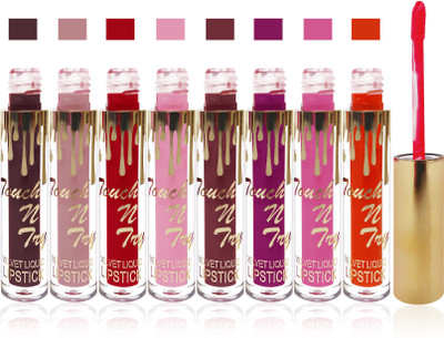 

Femina09 cosmetics makeup Touch n try velvet matte liquid lipstick enriched with vitamin E fashion color combo set of 8(muliticolour 1)