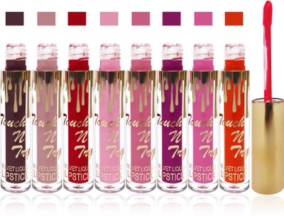 

Femina09 cosmetics makeup Touch n try velvet matte liquid lipstick enriched with vitamin E fashion color combo set of 8(multicolour 2)