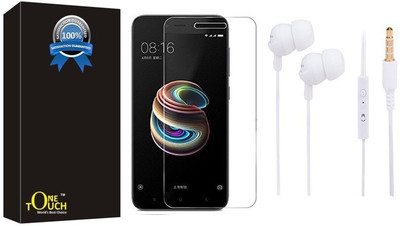One Touch Screen Protector Accessory Combo for Redmi 5A(Transparent, White & Black Branded Earphone with High Quality Sound)