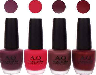 

AQ Fashion Velvet Matte Nail polish Combo set 793 Purple,Redish Pink,Mauve,Deep Red(Pack of 4)