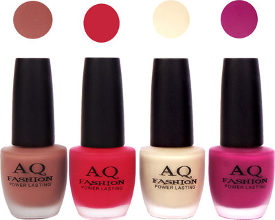 

AQ Fashion Velvet Matte Nail polish Combo set 814 Nude Brown,Rosy Pink,Nude,Purple(Pack of 4)