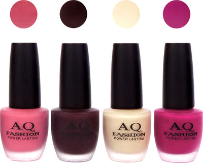 

AQ Fashion Velvet Matte Nail polish Combo set 791 Pink,Plum,Nude,Violet Pink(Pack of 4)