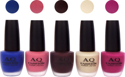 

AQ Fashion Velvet Matte Nail polish Combo set 827 Blue,Pink,Deep Plum,Nude,Rani Mazenta(Pack of 5)