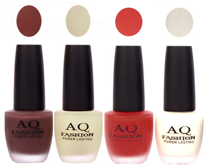 

AQ Fashion Velvet Matte Nail polish Combo set 799 Brown,Lemon,Redish Orange,White(Pack of 4)