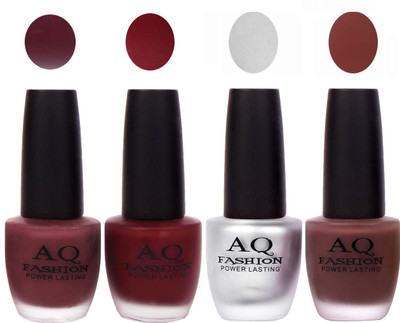 

AQ Fashion Velvet Matte Nail polish Combo set 795 Mauve,Cherry,Silver,Brown(Pack of 4)