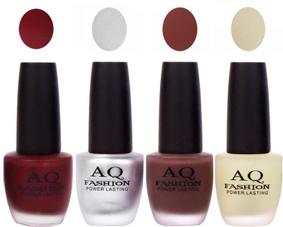 

AQ Fashion Velvet Matte Nail polish Combo set 796 Red,Silver,Brown,Lemon Shade(Pack of 4)
