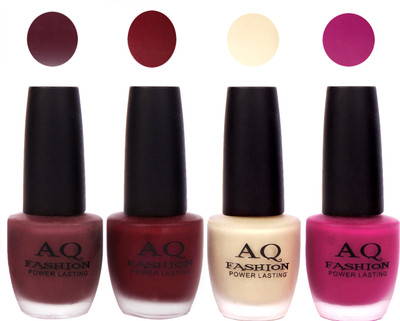 

AQ Fashion Velvet Matte Nail polish Combo set 802 Mauve,Cherry,Nude,Mazenta(Pack of 4)