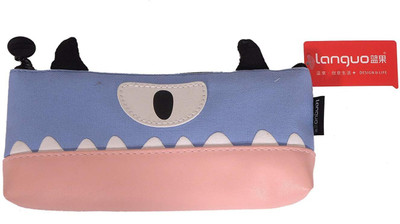 

PeppyBasket pencil pouch Monster Desgin Art Canvas Pencil Box(Set of 1, Blue)