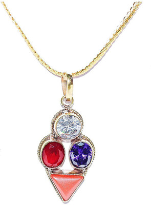 RUDRA DIVINE Sagittarius Zodiac Rudra Divine Self Coral, Emerald, Zircon, Ruby Metal, Alloy Pendant