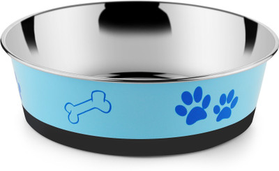 

HM Steels HMSTEELS DOG BOWL HEAVY DISH BONDED WITH BLUE COLOR AND PRINTING 23 CM Round Stainless Steel Pet Bowl(2500 ml Blue)